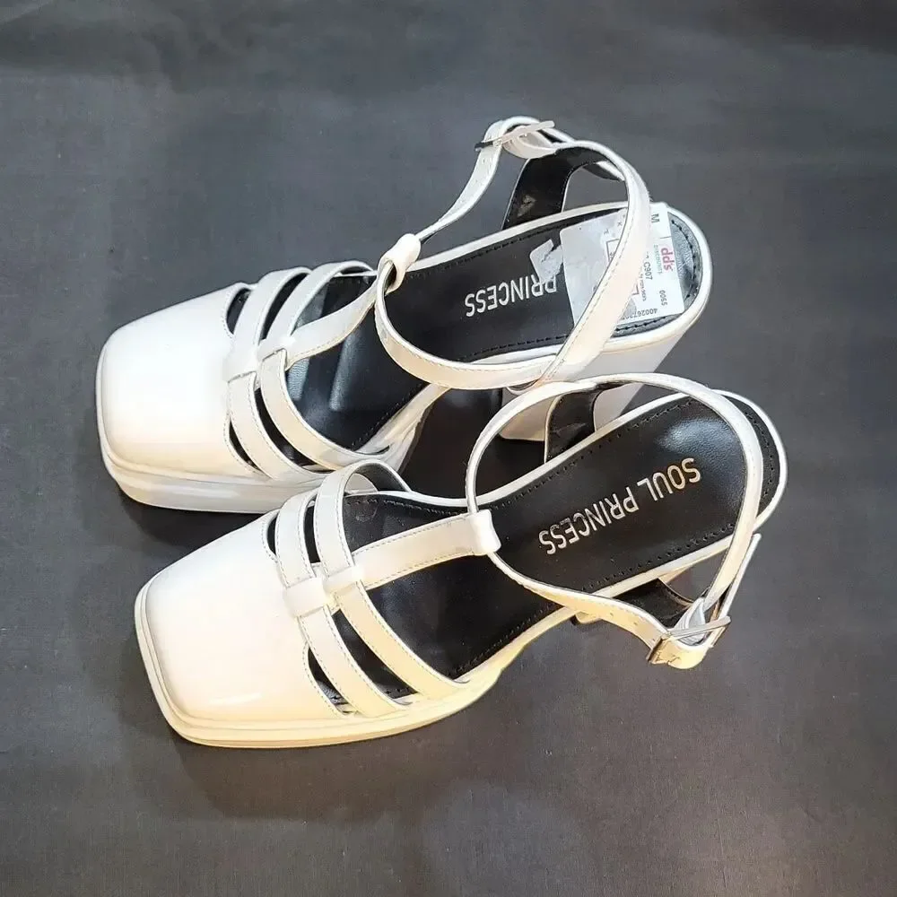 BRAND NEW SOUL PRINCESS PLAIN PLATFORM ANKLE CURVE WIDE HIGH HEEL SANDAL S2